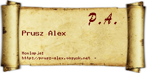 Prusz Alex névjegykártya